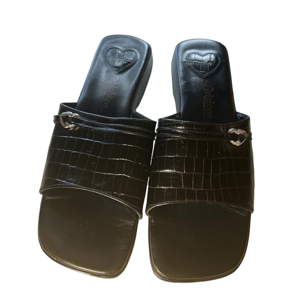 Black Brighton Sandals with wedge heel
